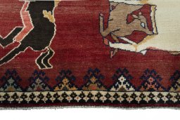 Central medallion detail of 2000s Persian Gabbeh rug from Iran / Persia