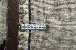 Close-up detail of 2000s Persian Gabbeh rug from Iran / Persia showing Wool weave