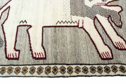 Central medallion detail of 2000s Persian Gabbeh rug from Iran / Persia