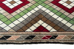Close-up detail of 2000s Persian Gabbeh rug from Iran / Persia showing Wool weave
