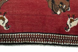 Central medallion detail of 2000s Persian Gabbeh rug from Iran / Persia