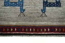 Central medallion detail of 2000s Persian Gabbeh rug from Iran / Persia