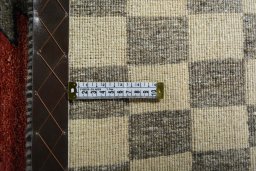 Close-up detail of New Persian Gabbeh rug from Iran / Persia showing Wool weave