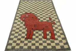 Surface texture of New Persian Gabbeh rug with natural Wool and intricate pattern