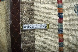 Close-up detail of New Persian Gabbeh rug from Iran / Persia showing Wool weave