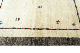Close-up detail of New Persian Gabbeh rug from Iran / Persia showing Wool weave
