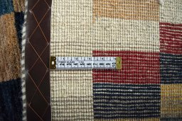 Close-up detail of New Persian Gabbeh rug from Iran / Persia showing Wool weave