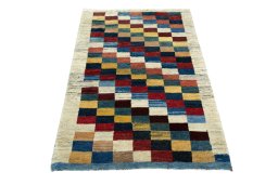 Surface texture of New Persian Gabbeh rug with natural Wool and intricate pattern