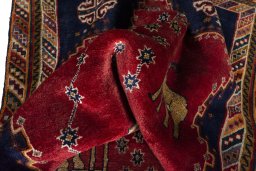 Close-up detail of 2000s Persian Gabbeh rug from Iran / Persia showing Wool weave