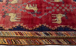 Close-up detail of 2000s Persian Gabbeh rug from Iran / Persia showing Wool weave