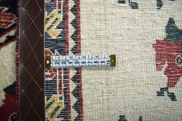 Close-up detail of 2000s Persian Gabbeh rug from Iran / Persia showing Wool weave