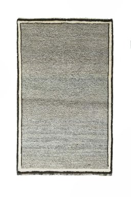 Full view of 2000s Persian Gabbeh rug from Iran / Persia, 153 × 94 cm in Brown tones