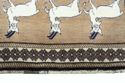 Central medallion detail of 2000s Persian Gabbeh rug from Iran / Persia