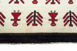 Central medallion detail of 2000s Persian Gabbeh rug from Iran / Persia