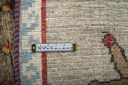 Close-up detail of 2000s Persian Gabbeh rug from Iran / Persia showing Wool weave