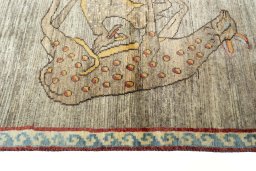 Close-up detail of 2000s Persian Gabbeh rug from Iran / Persia showing Wool weave