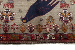 Central medallion detail of 2000s Persian Gabbeh rug from Iran / Persia