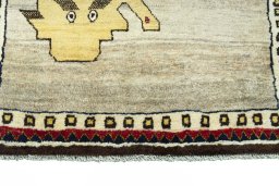 Central medallion detail of 2000s Persian Gabbeh rug from Iran / Persia