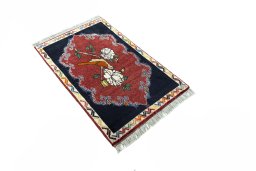 Close-up detail of 2000s Persian Gabbeh rug from Iran / Persia showing Wool weave