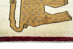 Central medallion detail of 2000s Persian Gabbeh rug from Iran / Persia