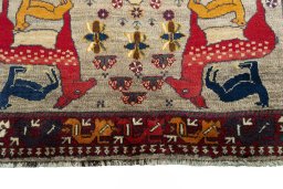 Central medallion detail of 2000s Persian Gabbeh rug from Iran / Persia