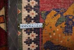 Close-up detail of 2000s Persian Gabbeh rug from Iran / Persia showing Wool weave