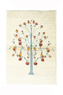 Full view of New Persian Gabbeh rug from Iran / Persia, 153 × 104 cm in Beige tones