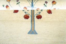 Full view of New Persian Gabbeh rug from Iran / Persia, 153 × 104 cm in Beige tones