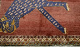 Central medallion detail of 2000s Persian Gabbeh rug from Iran / Persia