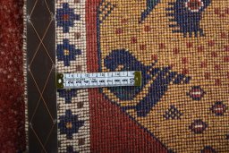 Close-up detail of 2000s Persian Gabbeh rug from Iran / Persia showing Wool weave