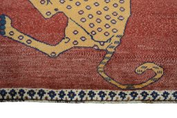 Central medallion detail of 2000s Persian Gabbeh rug from Iran / Persia