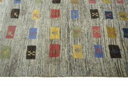 Close-up detail of New Persian Gabbeh rug from Iran / Persia showing Wool weave
