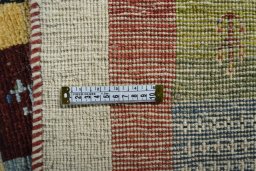 Close-up detail of New Persian Gabbeh rug from Iran / Persia showing Wool weave