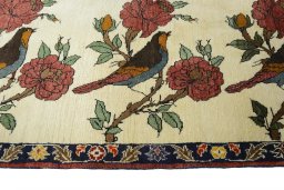 Close-up detail of 2000s Persian Gabbeh rug from Iran / Persia showing Wool weave