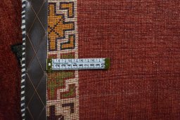 Close-up detail of 2000s Persian Gabbeh rug from Iran / Persia showing Wool weave