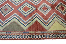 Close-up detail of 2000s Persian Gabbeh rug from Iran / Persia showing Wool weave
