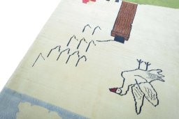 Backside of handmade 2000s Persian Gabbeh rug showing knot structure and weave density