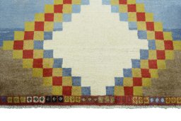 Central medallion detail of 2000s Persian Gabbeh rug from Iran / Persia