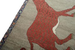 Backside of handmade 2000s Persian Gabbeh rug showing knot structure and weave density