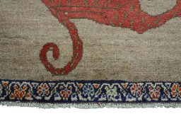 Central medallion detail of 2000s Persian Gabbeh rug from Iran / Persia