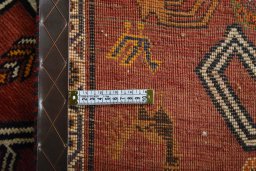 Close-up detail of 2000s Persian Gabbeh rug from Iran / Persia showing Wool weave