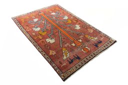 Close-up detail of 2000s Persian Gabbeh rug from Iran / Persia showing Wool weave