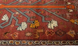 Close-up detail of 2000s Persian Gabbeh rug from Iran / Persia showing Wool weave