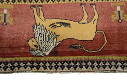 Central medallion detail of 2000s Persian Gabbeh rug from Iran / Persia