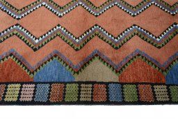 Close-up detail of 2000s Persian Gabbeh rug from Iran / Persia showing Wool weave
