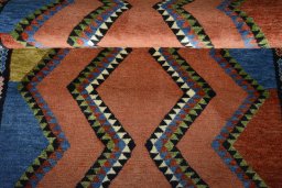Full view of 2000s Persian Gabbeh rug from Iran / Persia, 156 × 104 cm in Multi Color tones