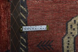 Close-up detail of 2000s Persian Gabbeh rug from Iran / Persia showing Wool weave