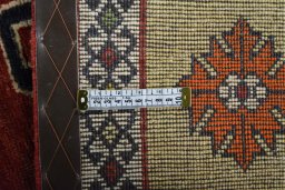 Close-up detail of 2000s Persian Gabbeh rug from Iran / Persia showing Wool weave