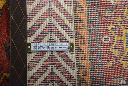 Close-up detail of 2000s Persian Gabbeh rug from Iran / Persia showing Wool weave