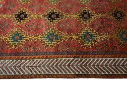 Close-up detail of 2000s Persian Gabbeh rug from Iran / Persia showing Wool weave